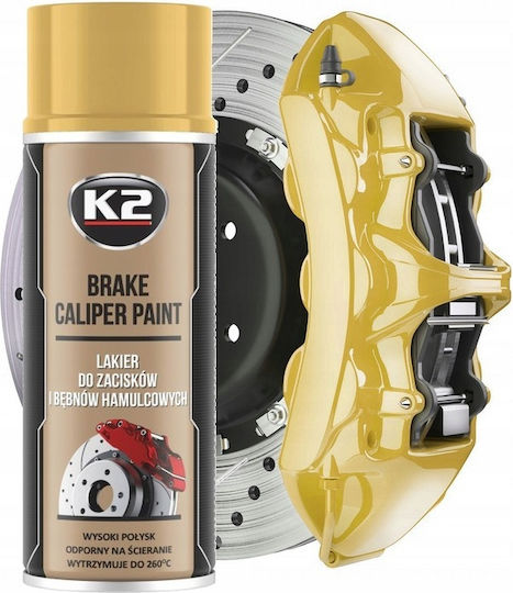 K2 Brake Caliper Paint Σπρέι Βαφής για Φρένα Αυτοκινήτου Χρυσό 400ml