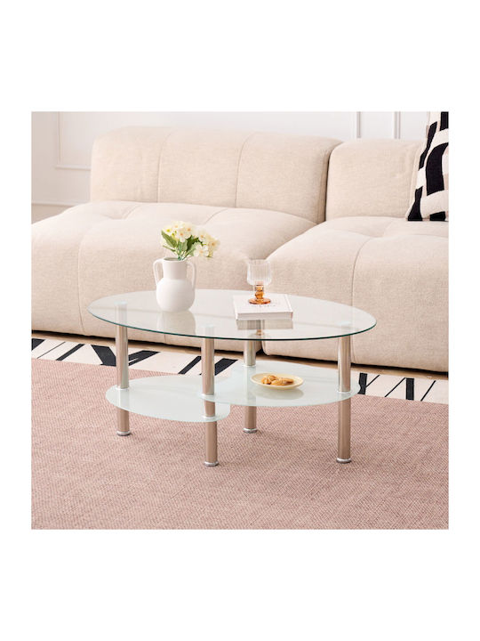 Oval Central Coffee Table Undasta Glass Transparent W90xD55xH43cm