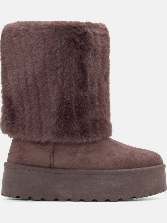 Stiefeletten Damen mit Pelz Braun