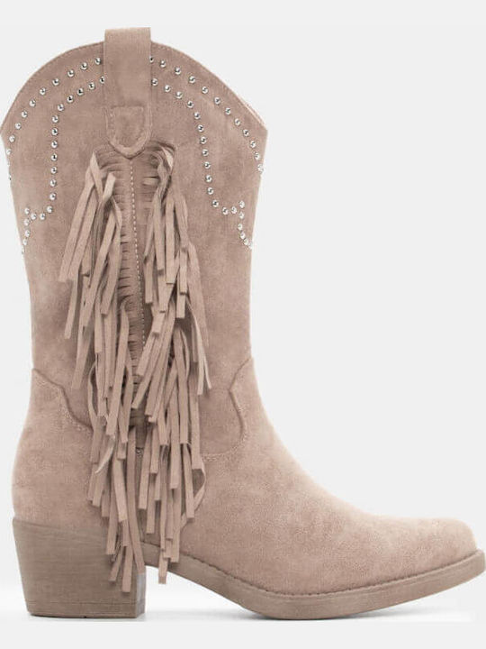 Damen Cowboy-Stiefeletten Beige