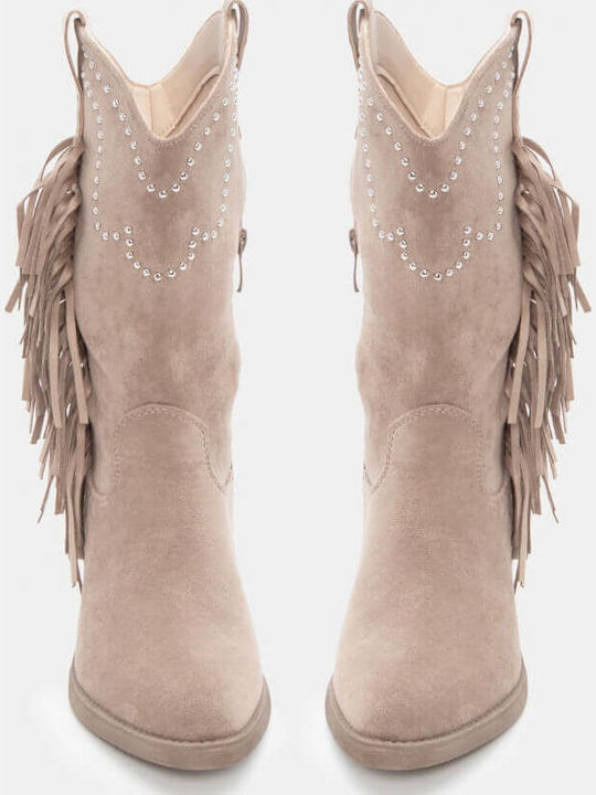 Damen Cowboy-Stiefeletten Beige