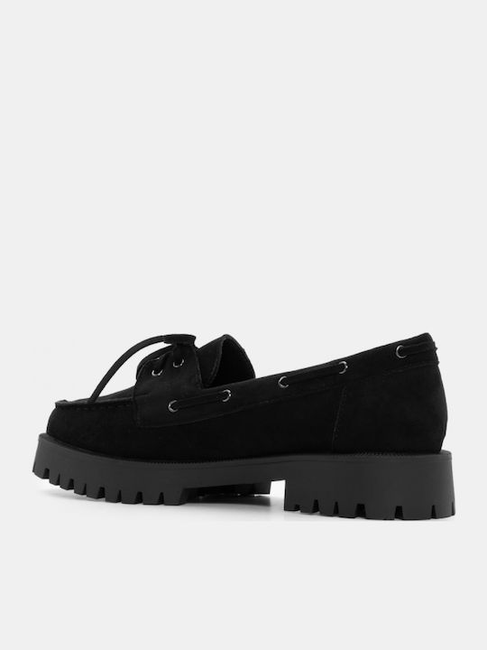 Leather Women's Loafers in Black Color