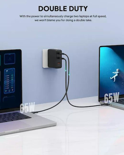 Aukey Incarcator Cu Port USB-A Și 2 Porturi USB-C Și Cablu USB-C USB-C 140W Negru (PA-B7O)