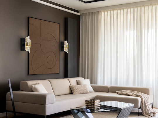 Iliada Modern Lamp Wall with Integrated LED and Warm White Light Black 11x23x12cm