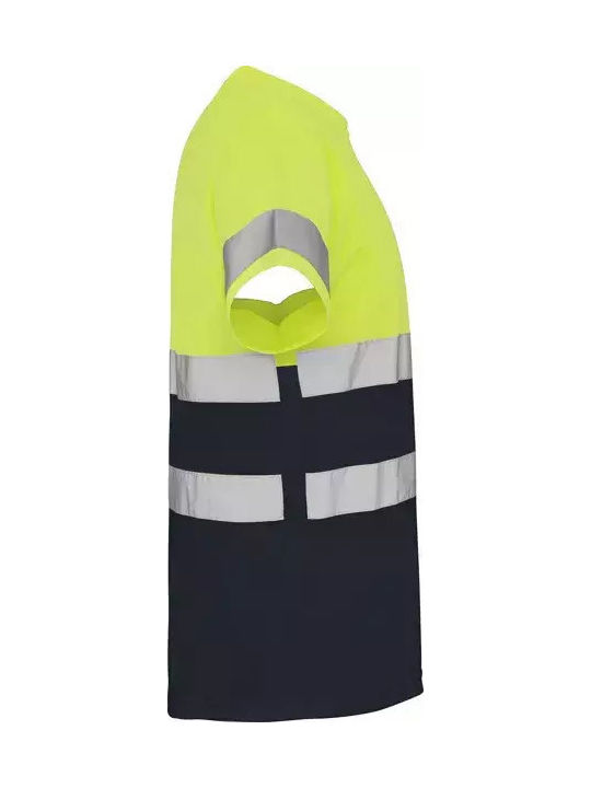 Roly Reflektierendes Kurzärmeliges Unisex Arbeitshemden und T-Shirts Delta Kode 9310 Marineblau Fluoryellow