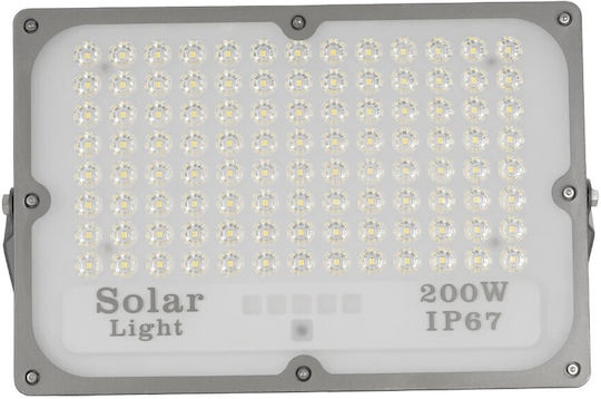 GloboStar Rezistent la apă Solar Proiector LED 200W Alb Rece 6000K cu Telecomandă IP65