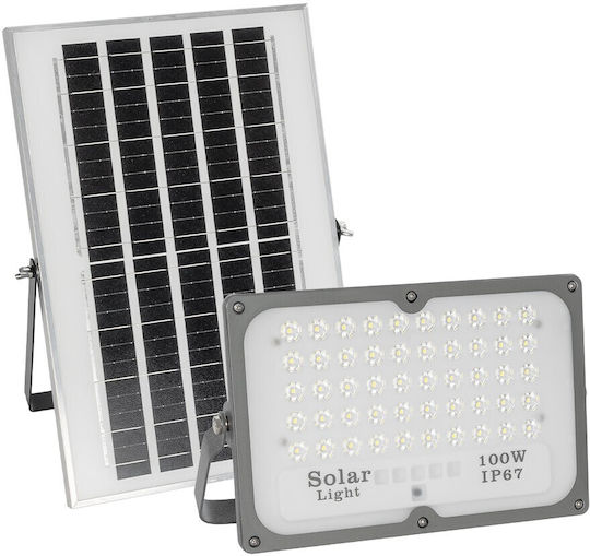 GloboStar Waterproof Solar LED Floodlight 100W Cold White 6000K with Remote Control IP65