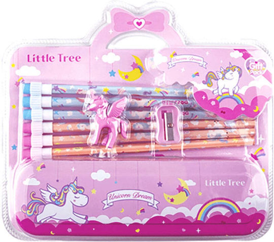 Little Tree Kinder Schreibwarenset mit Bleistift, Spitzer, Radiergummi und Etui 1Stück