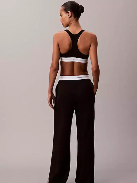 Calvin Klein Χειμερινό Βαμβακερό Γυναικείο Παντελόνι Πιτζάμας Μαύρο