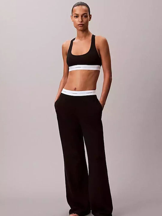 Calvin Klein Χειμερινό Βαμβακερό Γυναικείο Παντελόνι Πιτζάμας Μαύρο