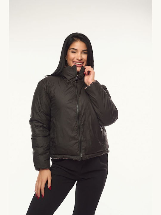 Women's Short Jean Jacket for Winter Black