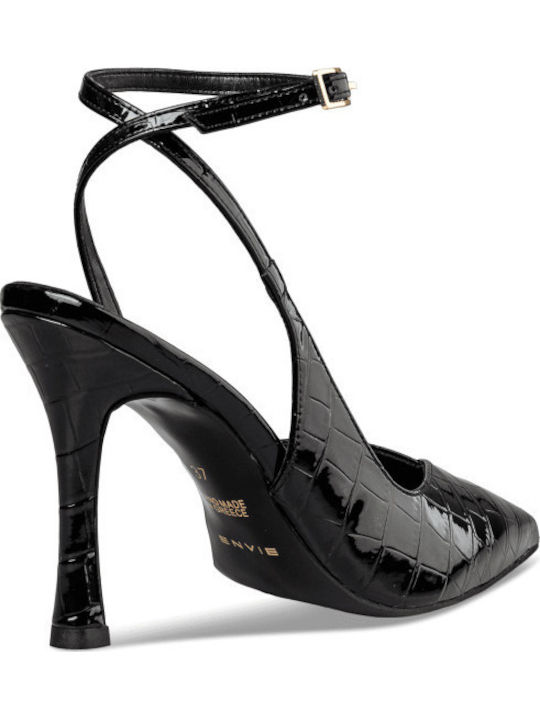 Pumps mit Stiletto-Absatz & Riemchen Schwarz