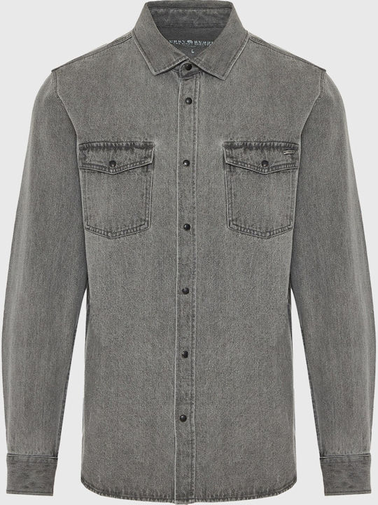 Long-sleeved Denim Shirt Gray