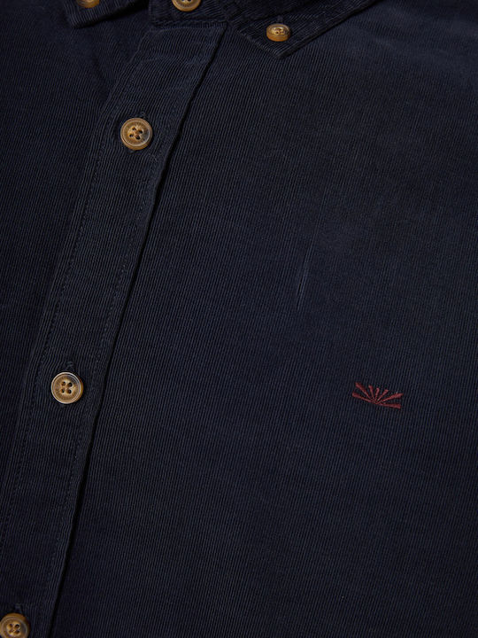 Long-sleeved Corduroy Shirt Navy Blue