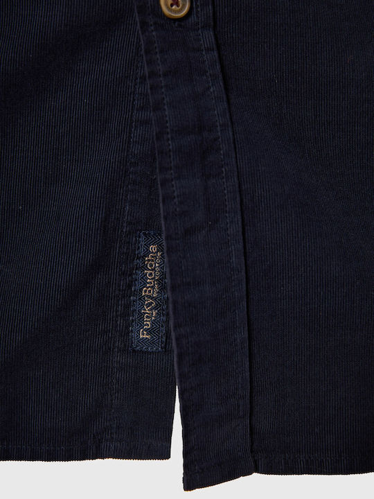 Long-sleeved Corduroy Shirt Navy Blue