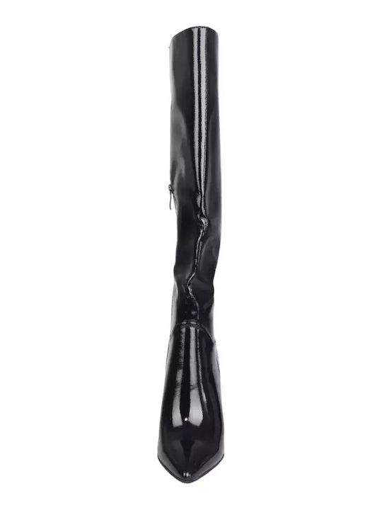 Patent Leather High Heel Women's Boots Black
