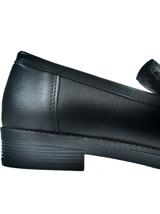 Leder Damen Mokassins in Schwarz Farbe