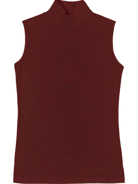 Women's Sleeveless Turtleneck T-Shirt Coffee