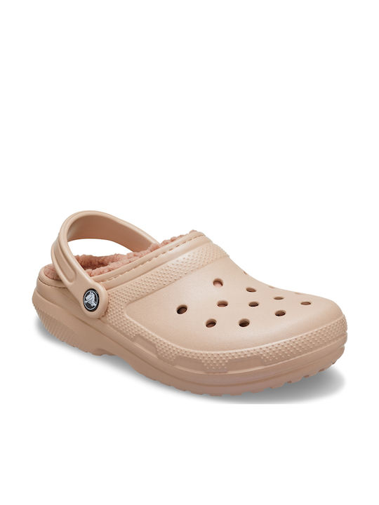 Crocs Classic Lined Woman Anatomic Clogs with Fur Pink