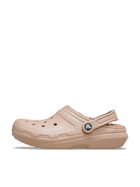 Crocs Classic Lined Woman Anatomic Clogs with Fur Pink