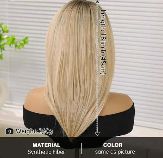 Wig with Synthetic Hair in Dark Blonde Color 45cm