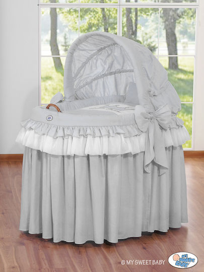 My Sweet Baby Wooden Moses Basket with Stand & Canopy Gray