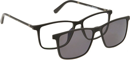 Ramă ochelari Solano Cl 90205a pentru bărbați cu prindere polarizată din plastic negru 55 mm