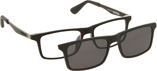 Solano Cl 90200b Black Plastic Eyeglass Frame Polarized Clip-On Boys 50 Mm