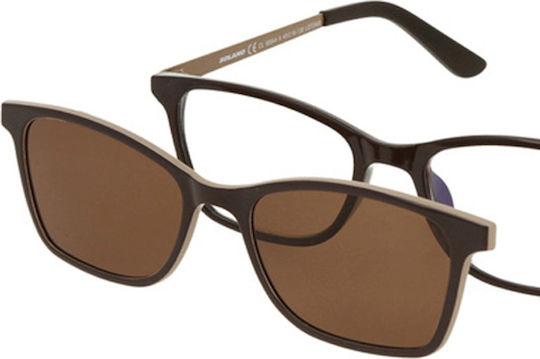 Solano Cl 50044a Women's Prescription Eyeglass Frames Polarized Clip-On Plastic Brown 49 Mm