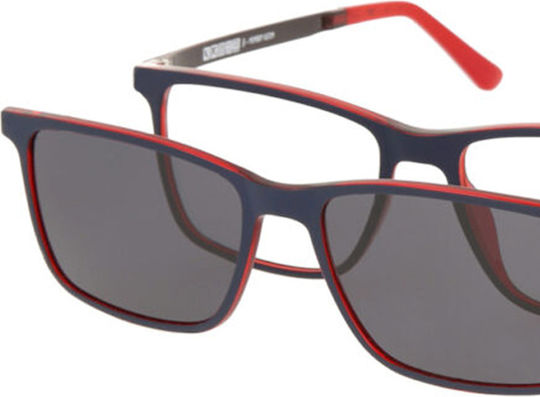 Ramă de ochelari pentru bărbați Solano Cl 90207c cu prindere polarizată din plastic albastru 54 mm