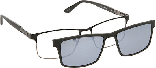 Solano Cl 10169a Men's Eyeglass Frame Polarized Clip-on Metal Black 55 Mm