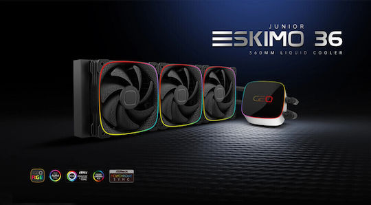 Geometric Future Geometric Future Eskimo Junior 36 Υδρόψυξη AIO CPU με 3 Ανεμιστήρες 120mm και ARGB Φωτισμό Λευκή
