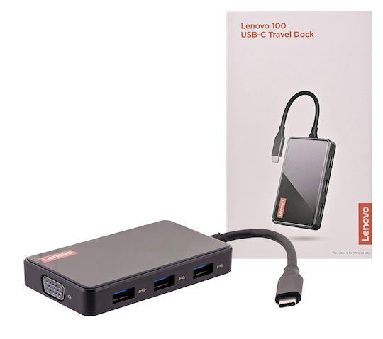 Lenovo 100 USB-C Docking Station με HDMI 4K PD και σύνδεση 2 Οθονών Μαύρο