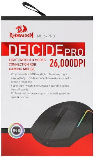 Redragon Deicide Pro Безжично RGB Геймърско Мишка 26000 DPI Черен