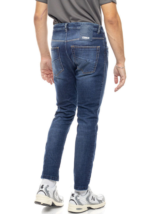 Cover Men's Jeans Pants Cropped Elastic with Slim Application Blue
