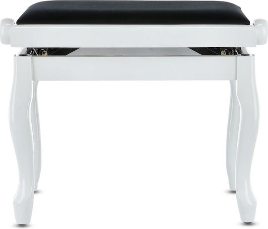 Gewa Deluxe Classic Stool Piano Adjustable High Gloss White L52xW30xH45-57cm