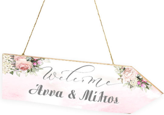 Wedding Sign Arrow Watercolor Floral 40x15cm 5531124a Bal-5531124a-floral
