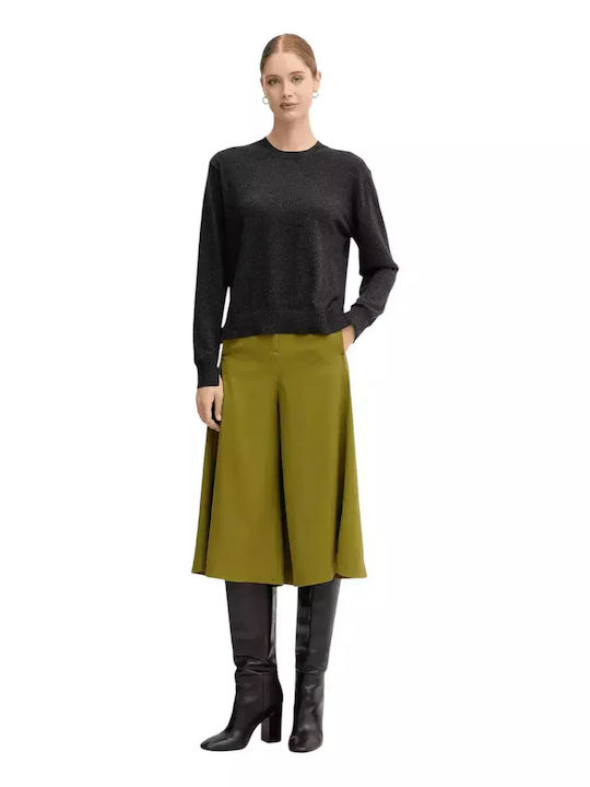 Damen Langärmeliges Baumwollpullover Schwarz