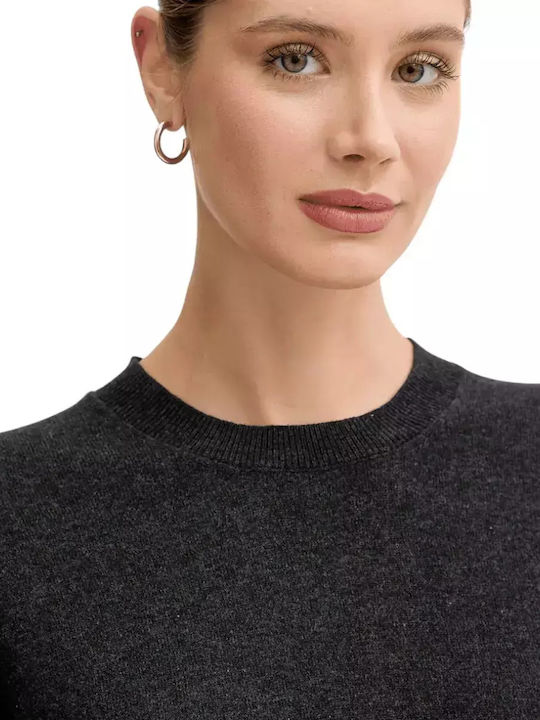 Damen Langärmeliges Baumwollpullover Schwarz