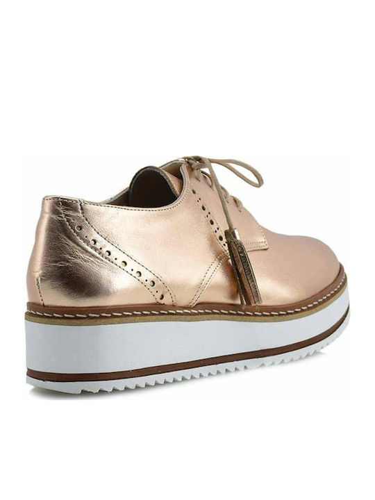 Δερμάτινα Γυναικεία Oxfords σε Ροζ Χρώμα