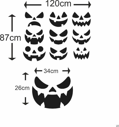 Αυτοκόλλητο Βιτρίνας - Halloween 32 (σετ 9 Φατσούλες) - 120cm X 87cm