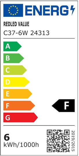 Redled Value Λάμπα LED 6W για Ντουί E14 Θερμό Λευκό