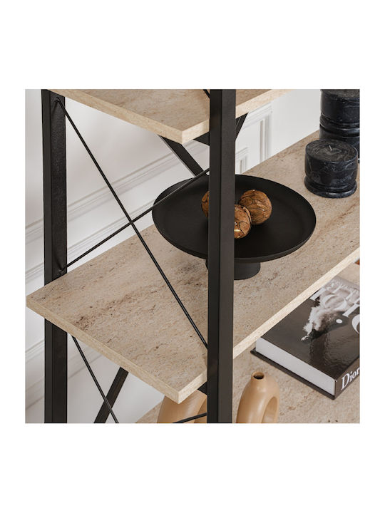Βιβλιοθήκη Elysian Travertine - Μαύρο 90x33.5x180εκ.