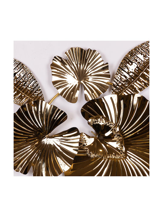 Wall Decor Brass Flower Made of Metal 121.3x6.4x54.6cm
