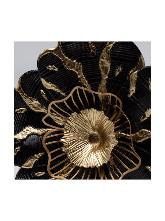 Wall Decor Flower Black Made of Metal 38.1x7x38.1cm