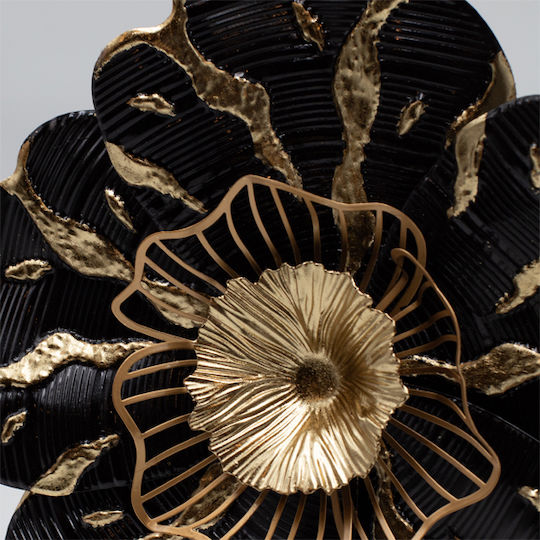 Wall Decor Flower Black Made of Metal 38.1x7x38.1cm