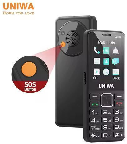 Uniwa V2000 Dual SIM Mobile with Large Buttons Black