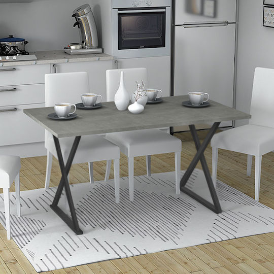 Bette Table Kitchen Wooden with Metal Frame Black / Charcoal 140x80x76cm