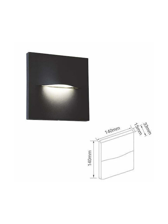 Fos me Wall-Mounted Outdoor Ceiling Lamp LED IP65 3W with Warm White Light 14x14cm