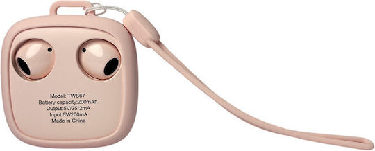 Ezra TWS67 Earbud Bluetooth Handsfree Ακουστικά με Θήκη Φόρτισης Ροζ